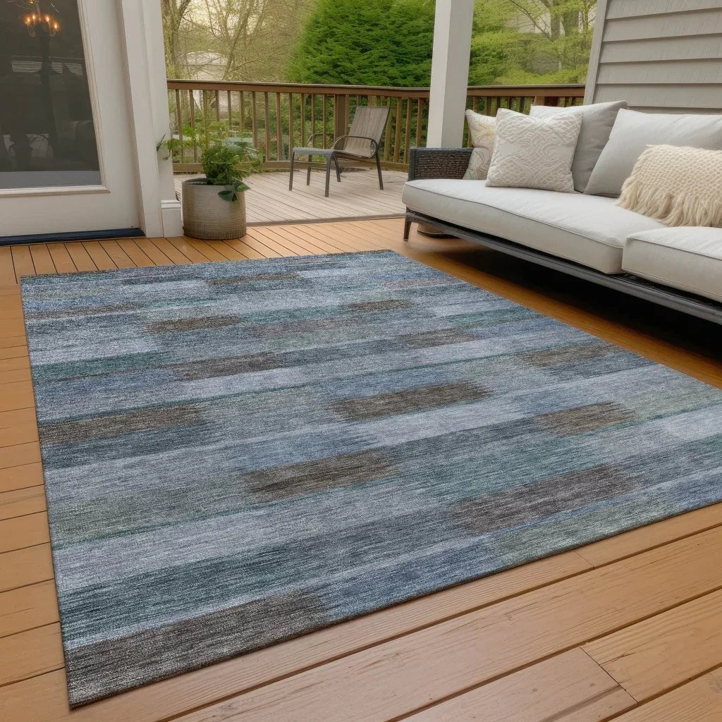 LOOMLAN Rugs Solvia Blue Washable Indoor-Outdoor Rug