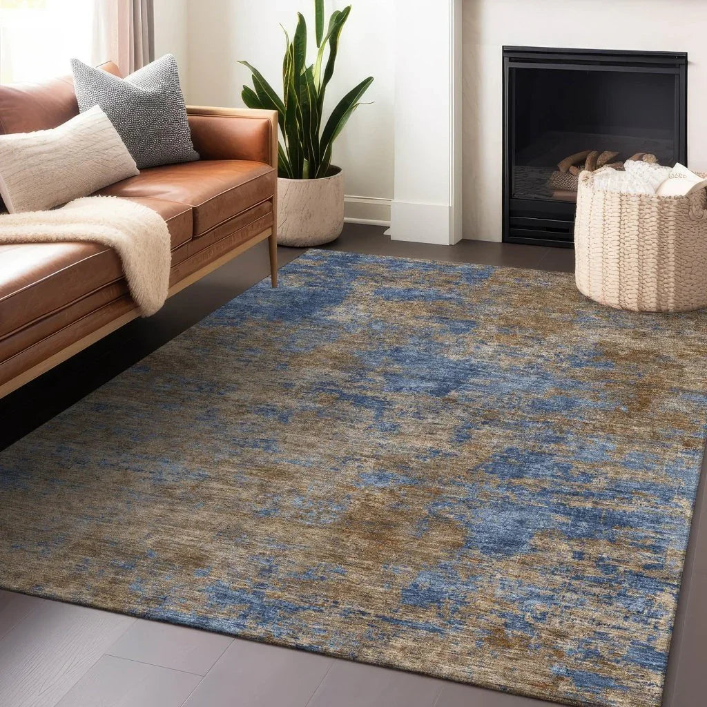 LOOMLAN Rugs Sonata Blue Washable Indoor-Outdoor Rug