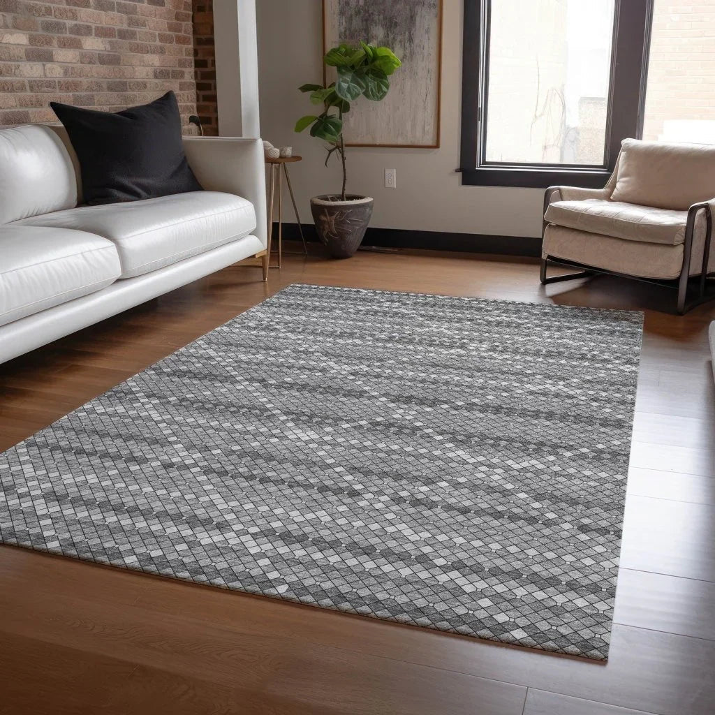 LOOMLAN Rugs Sonatia Gray Washable Indoor-Outdoor Rug