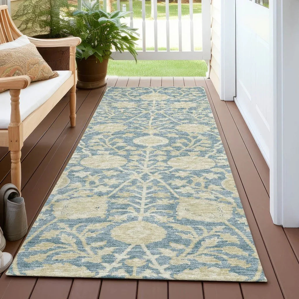 LOOMLAN Rugs Sonnet Blue Washable Indoor-Outdoor Rug