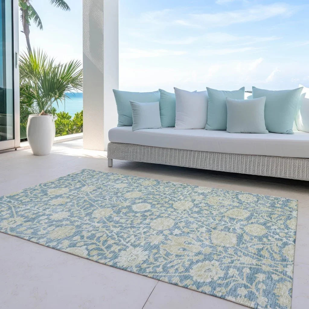 LOOMLAN Rugs Sonnet Blue Washable Indoor-Outdoor Rug