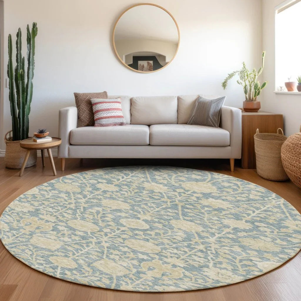 LOOMLAN Rugs Sonnet Blue Washable Indoor-Outdoor Rug