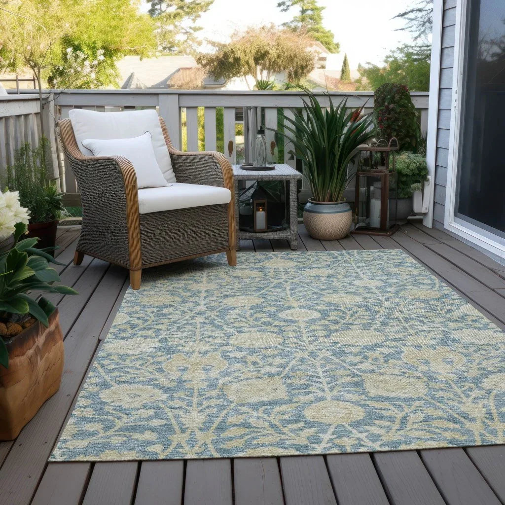 LOOMLAN Rugs Sonnet Blue Washable Indoor-Outdoor Rug