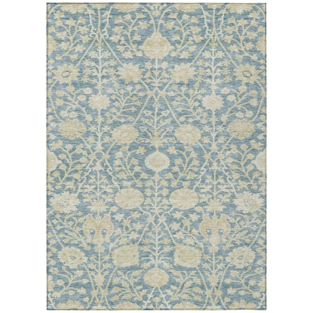 LOOMLAN Rugs Sonnet Blue Washable Indoor-Outdoor Rug