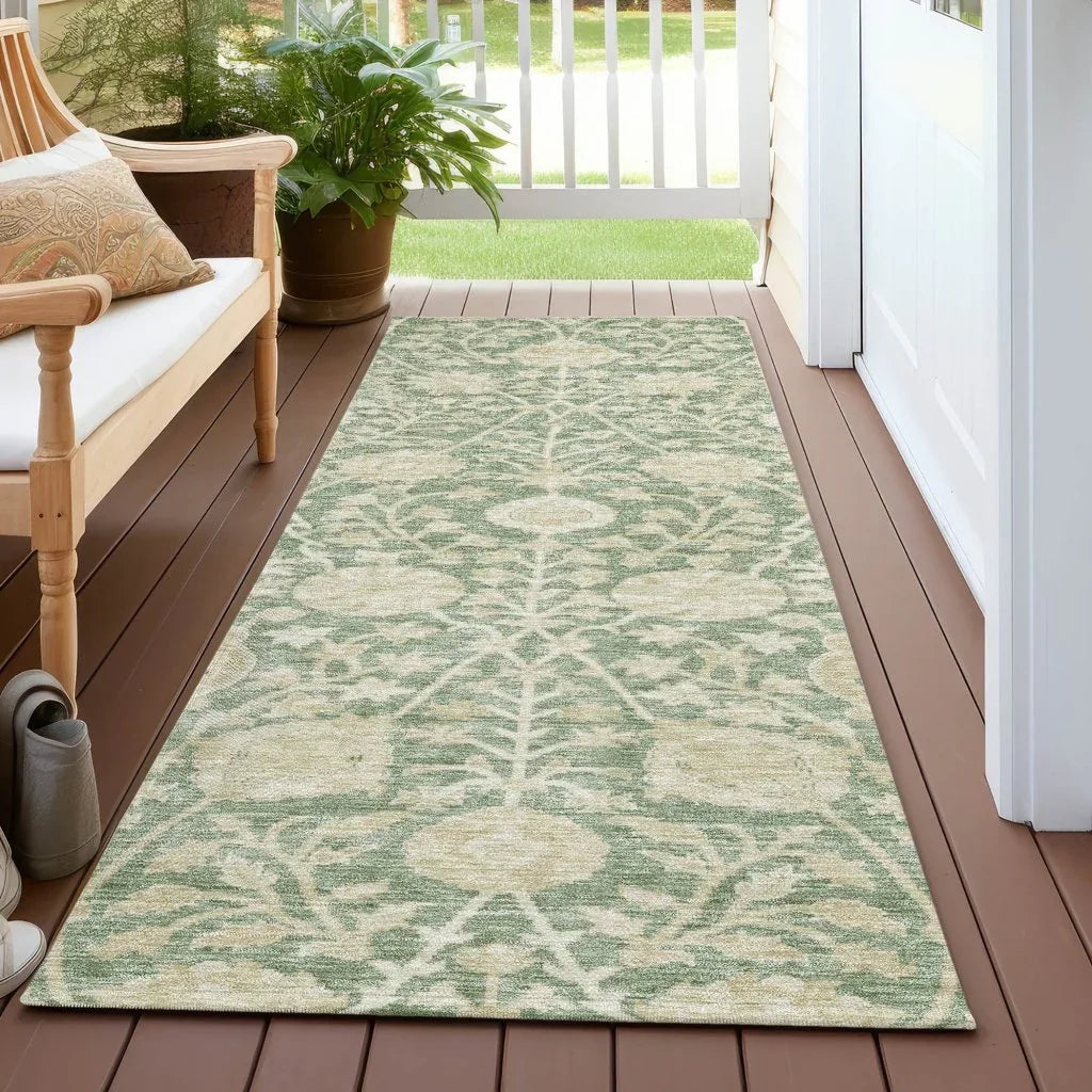 LOOMLAN Rugs Sonnet Green Washable Indoor-Outdoor Rug