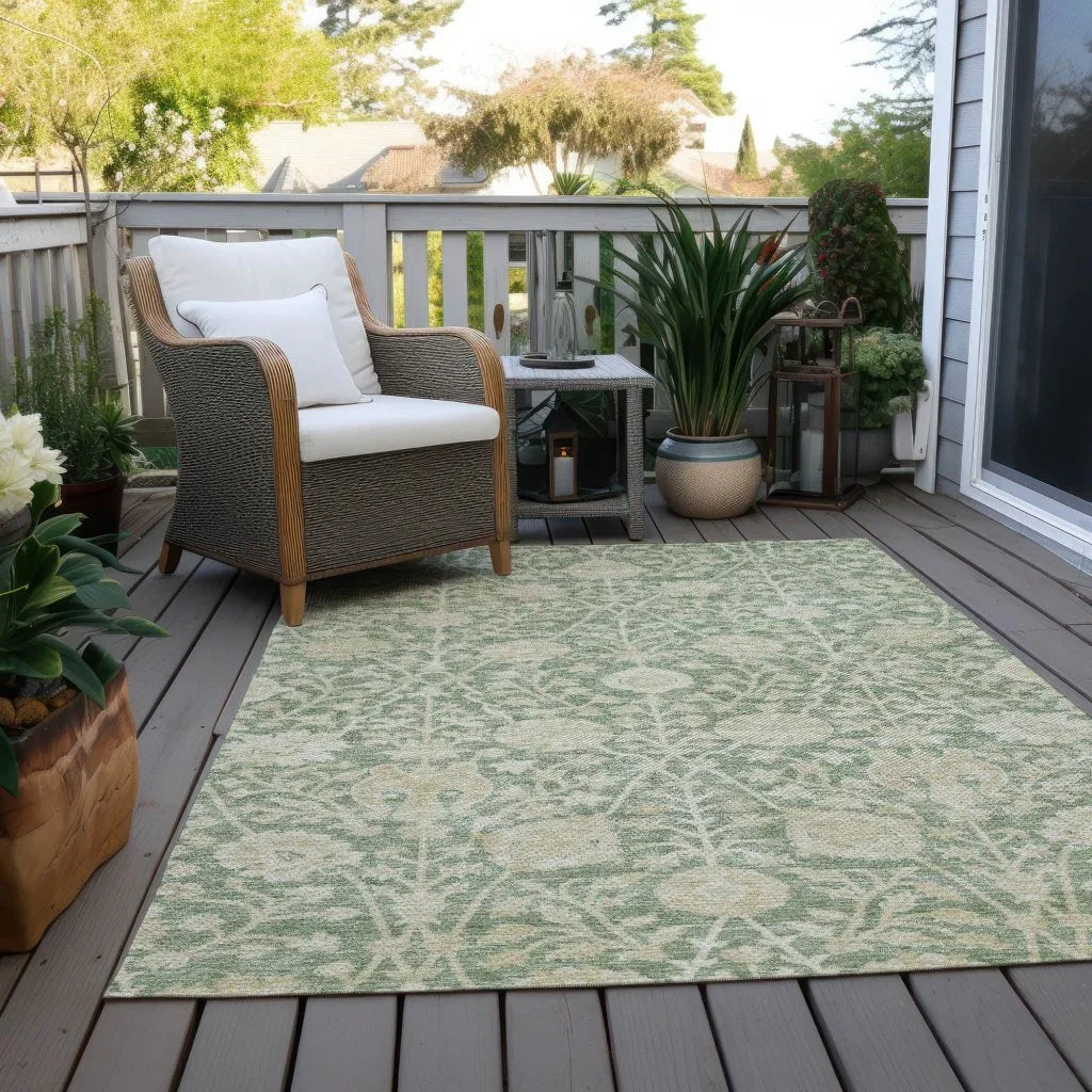 LOOMLAN Rugs Sonnet Green Washable Indoor-Outdoor Rug
