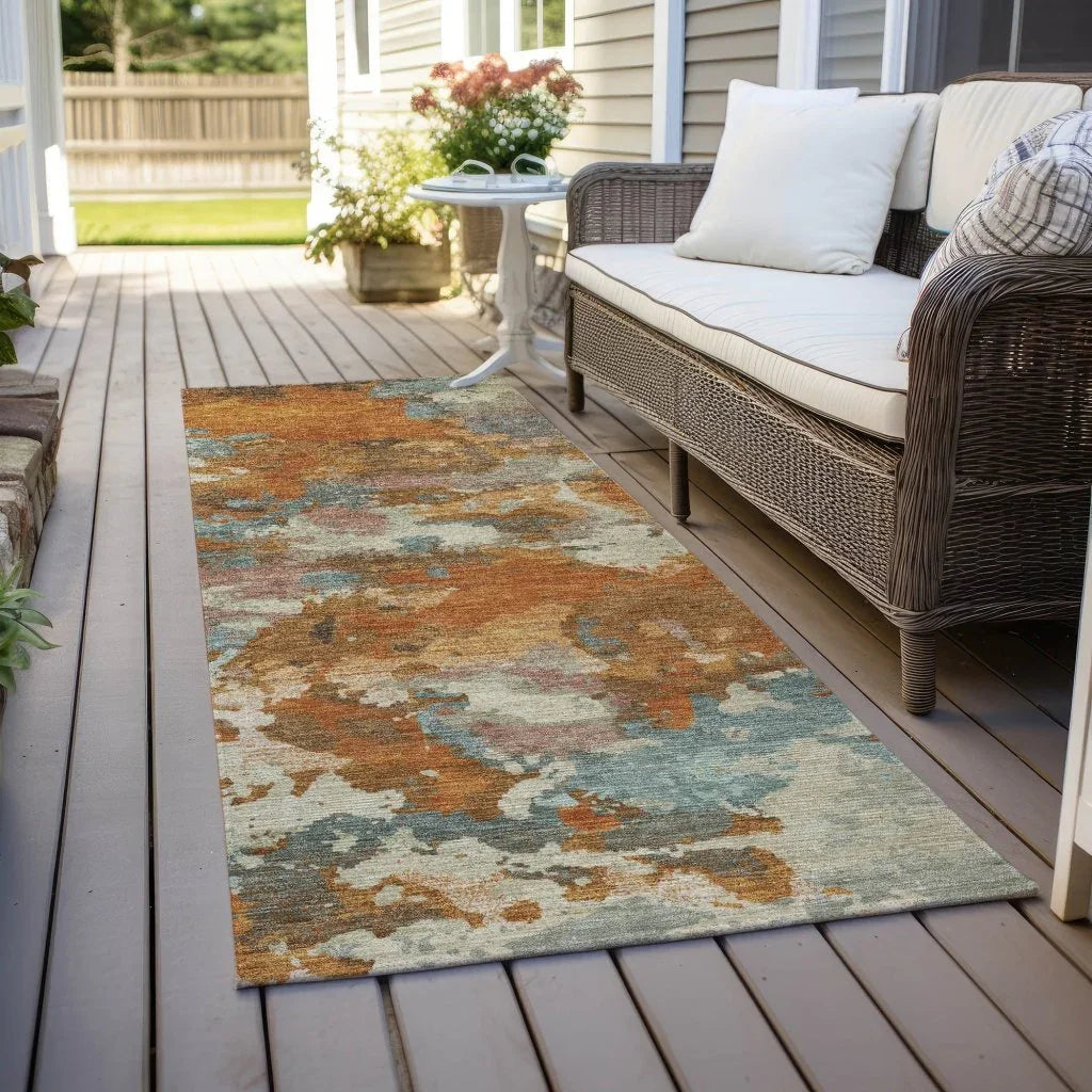 LOOMLAN Rugs Sorrin Orange Washable Indoor-Outdoor Rug