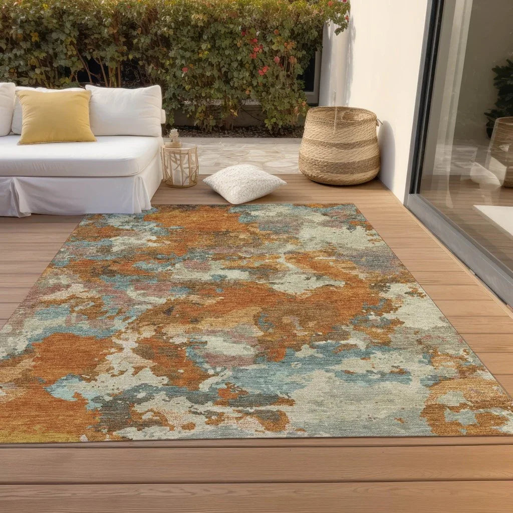LOOMLAN Rugs Sorrin Orange Washable Indoor-Outdoor Rug