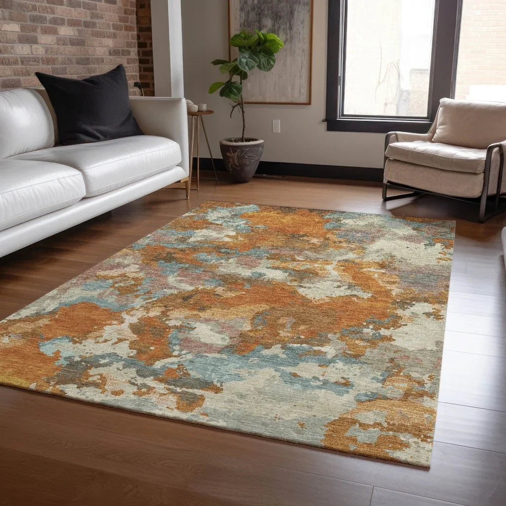 LOOMLAN Rugs Sorrin Orange Washable Indoor-Outdoor Rug
