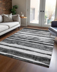 LOOMLAN Rugs Spinava Gray Washable Indoor-Outdoor Rug