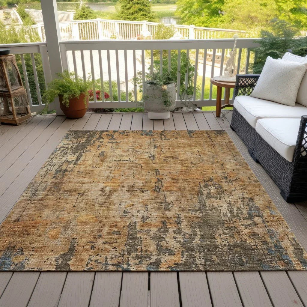 LOOMLAN Rugs Spindlea Orange Washable Indoor-Outdoor Rug