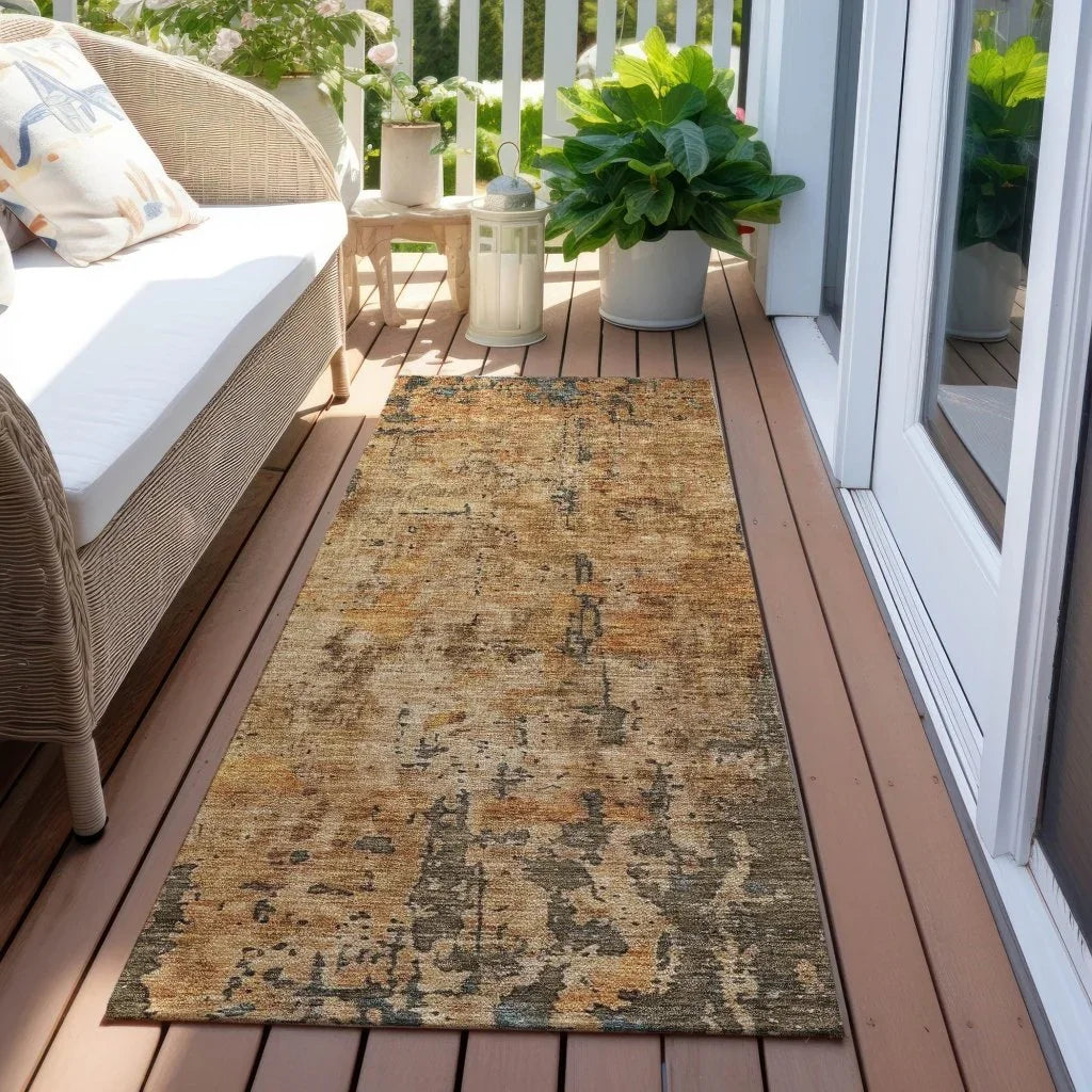LOOMLAN Rugs Spindlea Orange Washable Indoor-Outdoor Rug