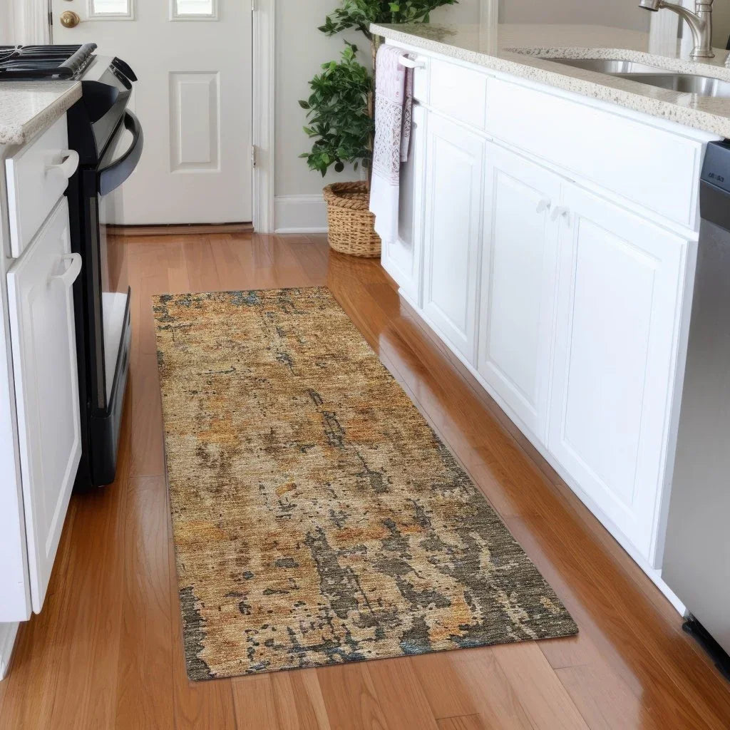 LOOMLAN Rugs Spindlea Orange Washable Indoor-Outdoor Rug