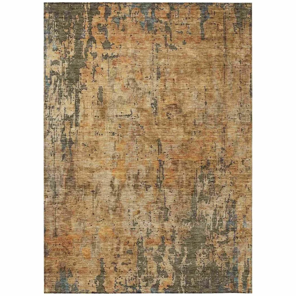 LOOMLAN Rugs Spindlea Orange Washable Indoor-Outdoor Rug