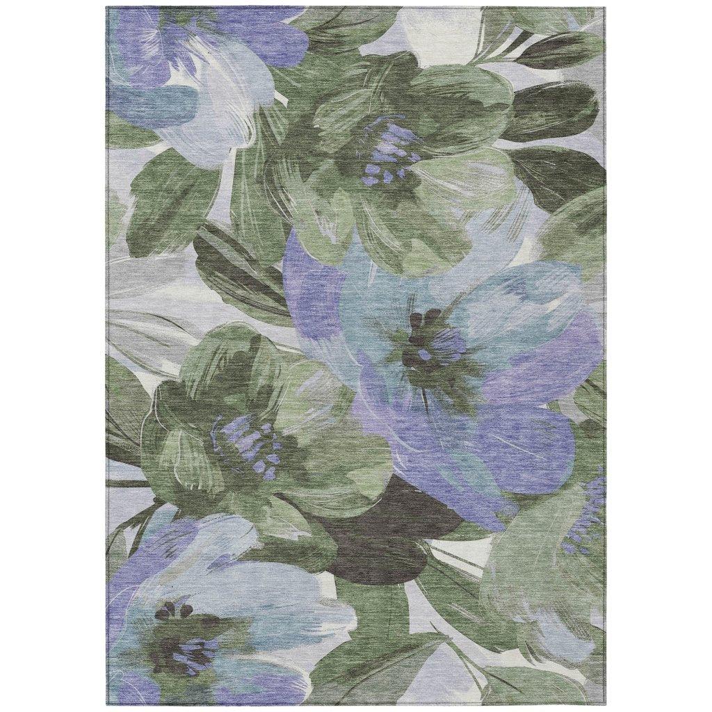 LOOMLAN Rugs Spindleya Green Washable Indoor-Outdoor Rug