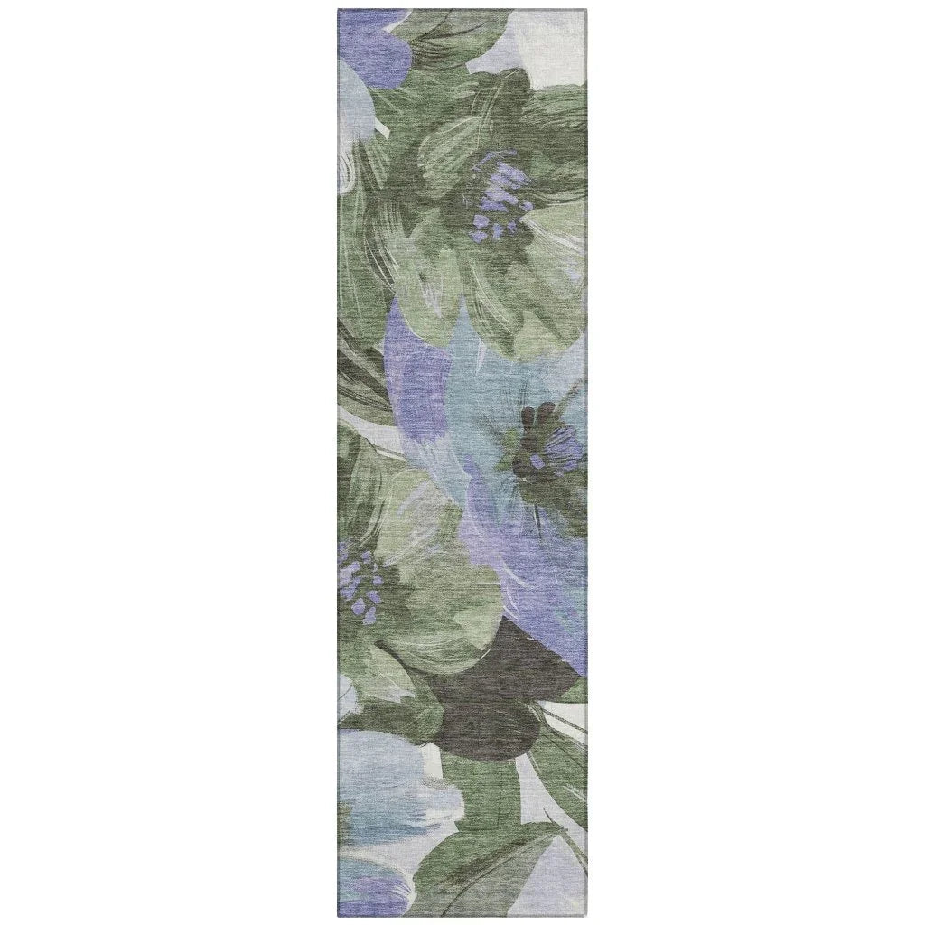 LOOMLAN Rugs Spindleya Green Washable Indoor-Outdoor Rug