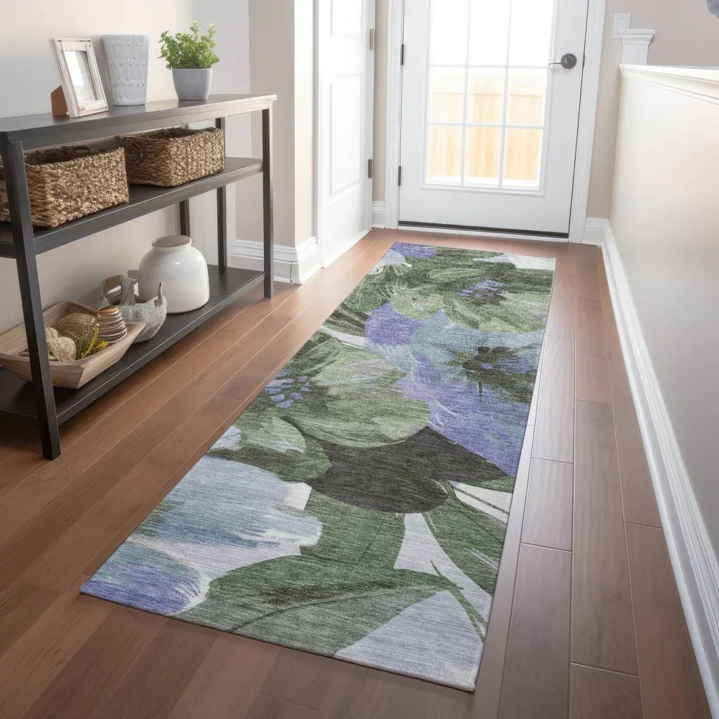 LOOMLAN Rugs Spindleya Green Washable Indoor-Outdoor Rug
