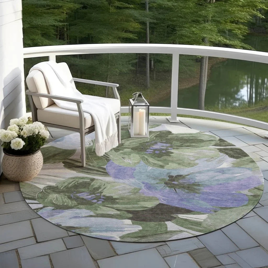LOOMLAN Rugs Spindleya Green Washable Indoor-Outdoor Rug