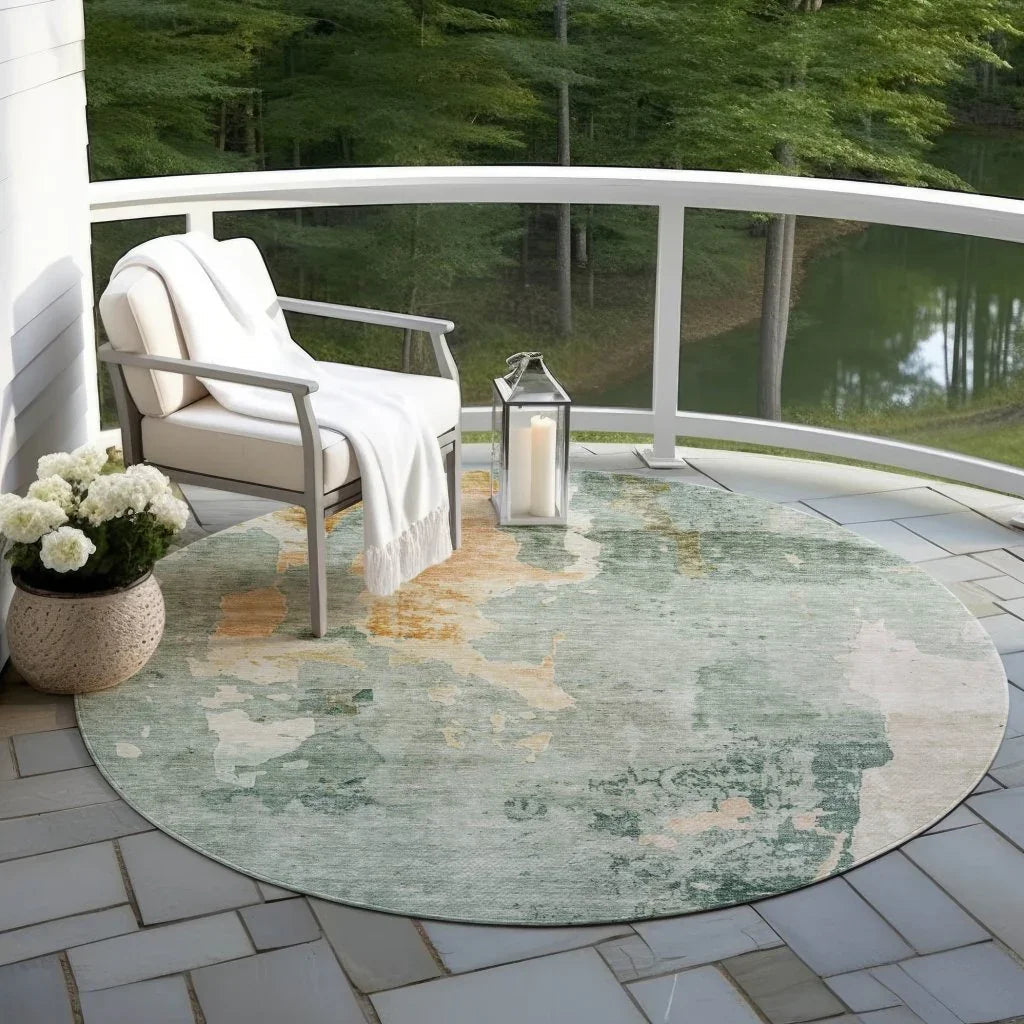 LOOMLAN Rugs Stanley Blue Washable Indoor-Outdoor Rug