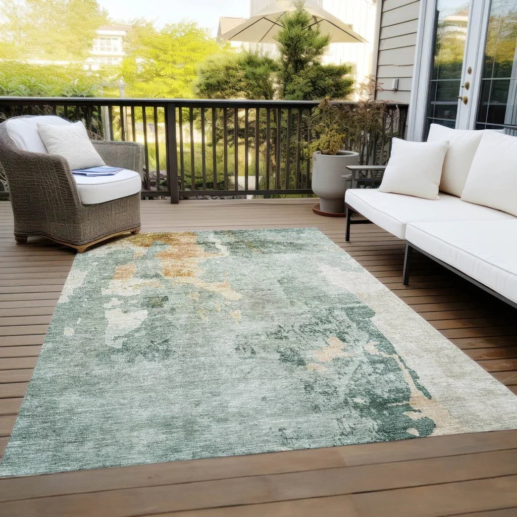 LOOMLAN Rugs Stanley Blue Washable Indoor-Outdoor Rug