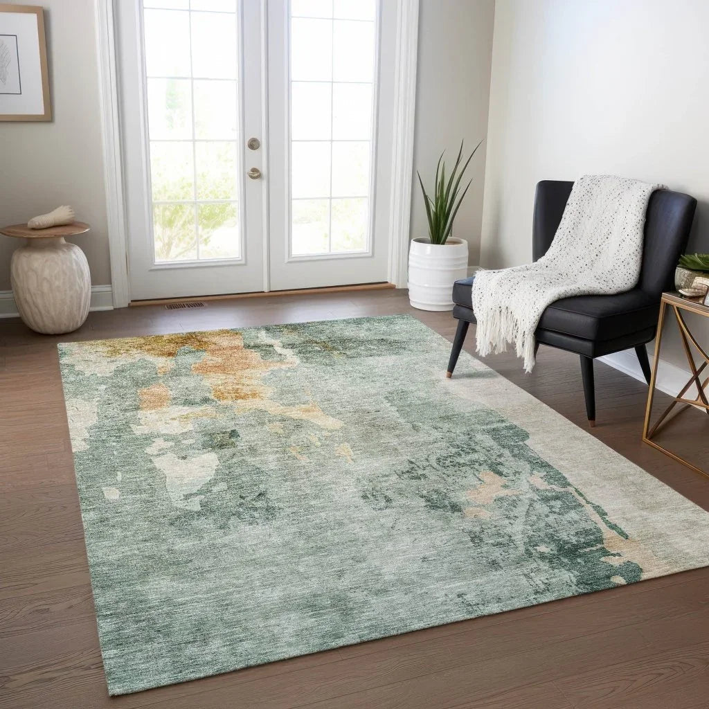 LOOMLAN Rugs Stanley Blue Washable Indoor-Outdoor Rug
