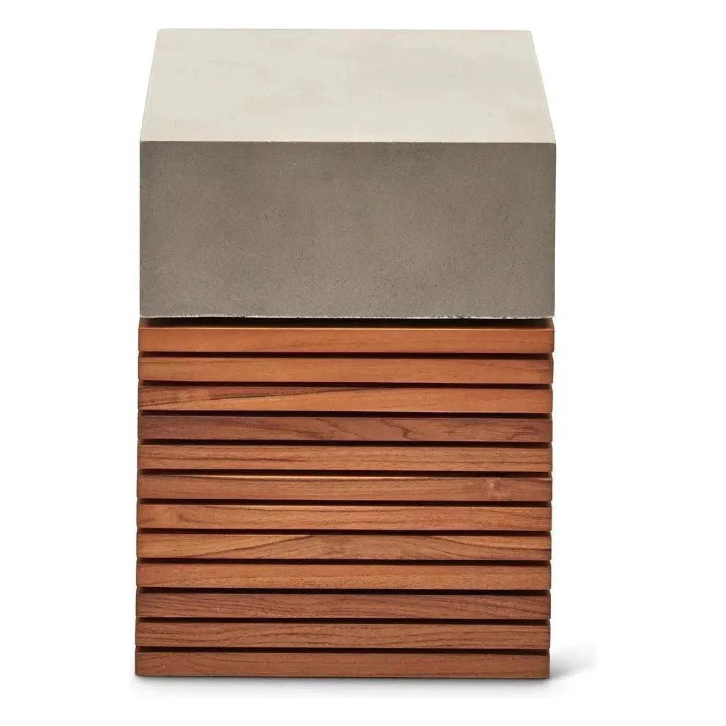 Stecca Alto Fiber Reinforced Concrete Wooden Side Table - LOOMLAN - Urbia - Outdoor Side Tables