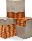 Stecca Corto Reinforced Concrete Wooden Side Table - LOOMLAN - Urbia - Outdoor Side Tables