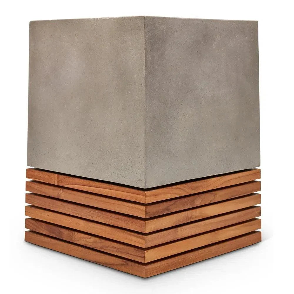 Stecca Corto Reinforced Concrete Wooden Side Table - LOOMLAN - Urbia - Outdoor Side Tables
