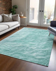 LOOMLAN Rugs Stratora Teal Washable Indoor-Outdoor Rug