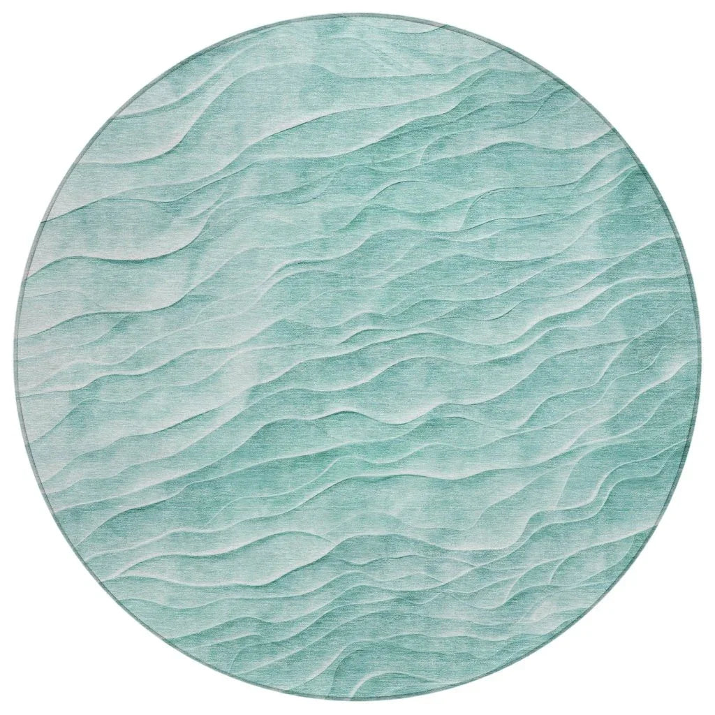 LOOMLAN Rugs Stratora Teal Washable Indoor-Outdoor Rug