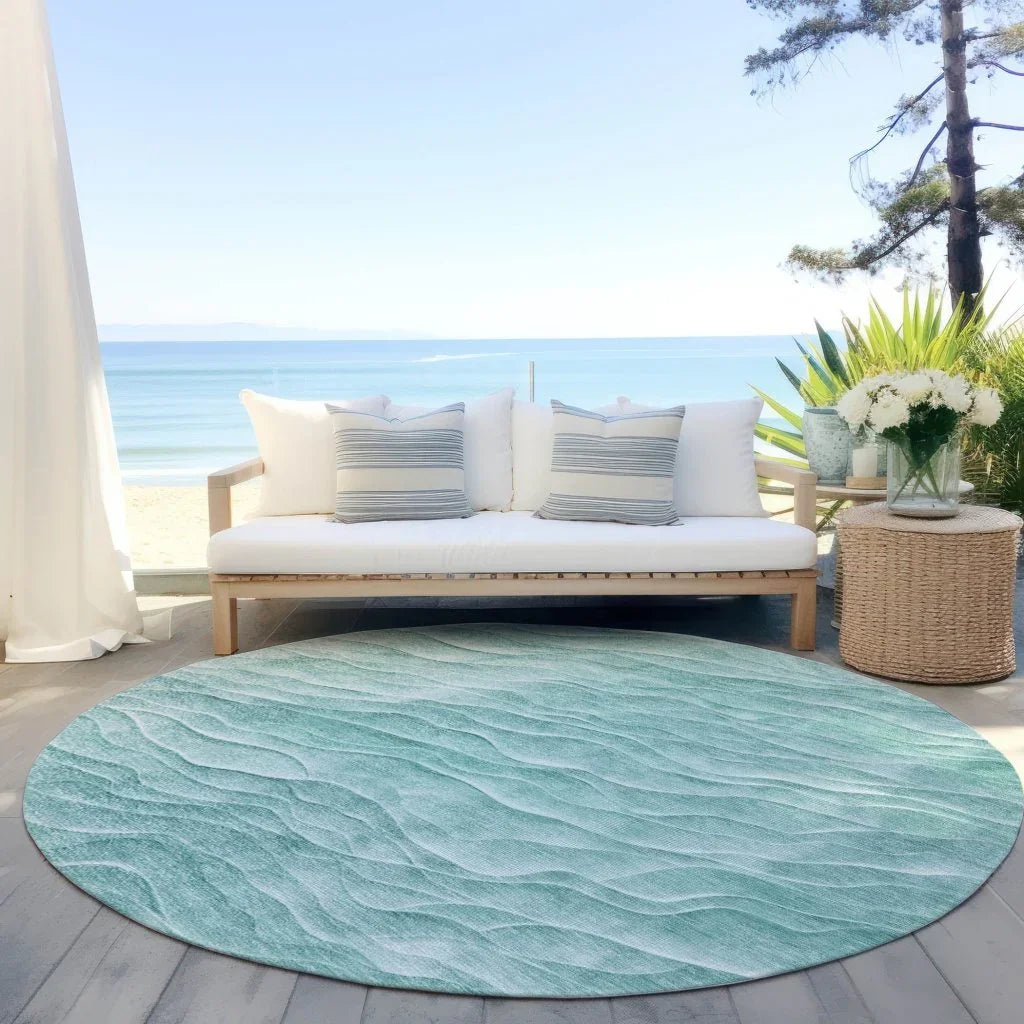 LOOMLAN Rugs Stratora Teal Washable Indoor-Outdoor Rug