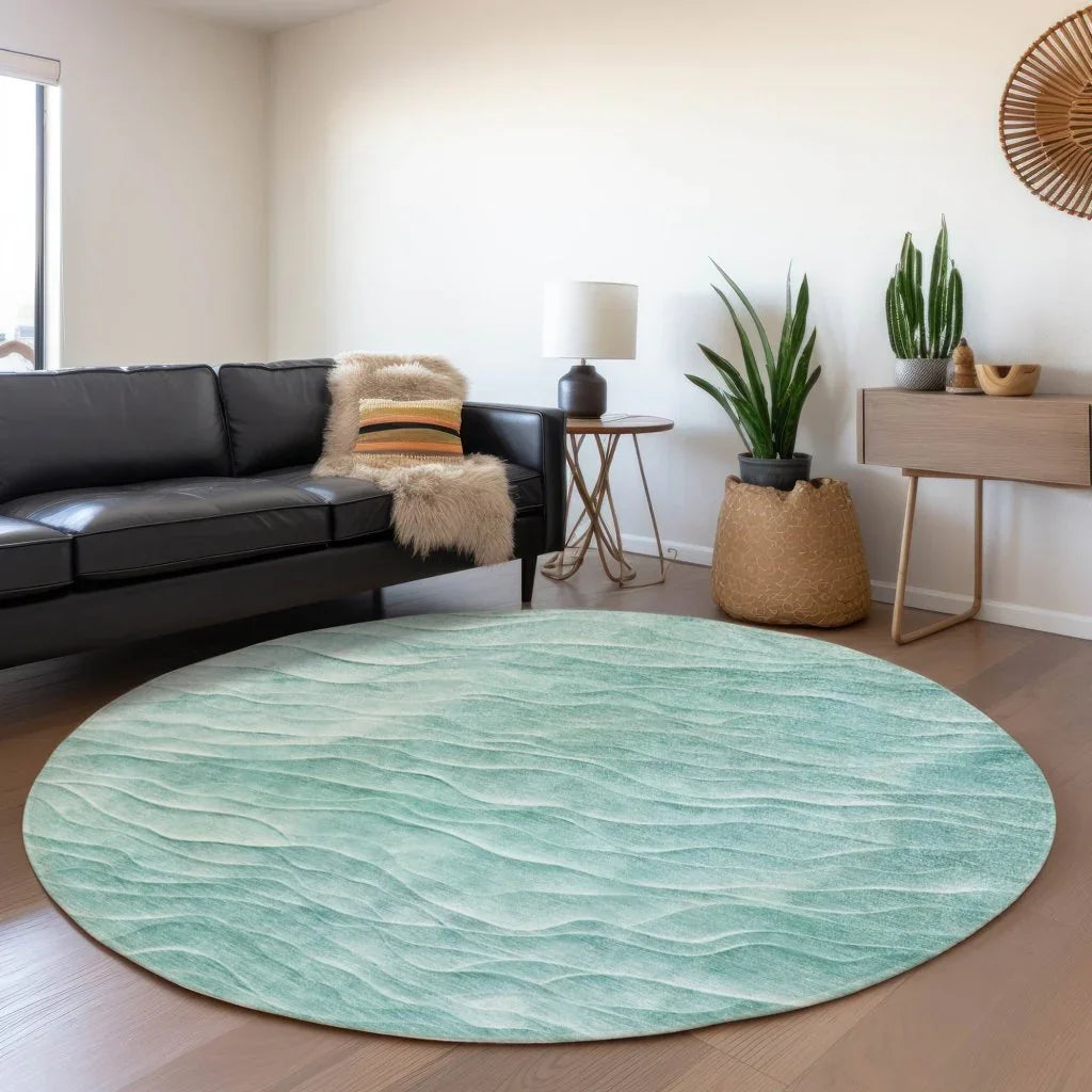 LOOMLAN Rugs Stratora Teal Washable Indoor-Outdoor Rug