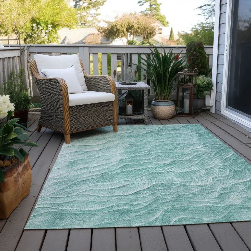 LOOMLAN Rugs Stratora Teal Washable Indoor-Outdoor Rug