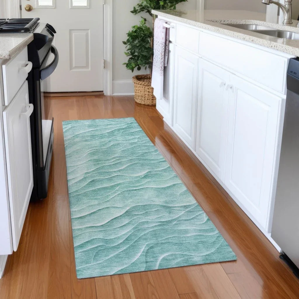 LOOMLAN Rugs Stratora Teal Washable Indoor-Outdoor Rug