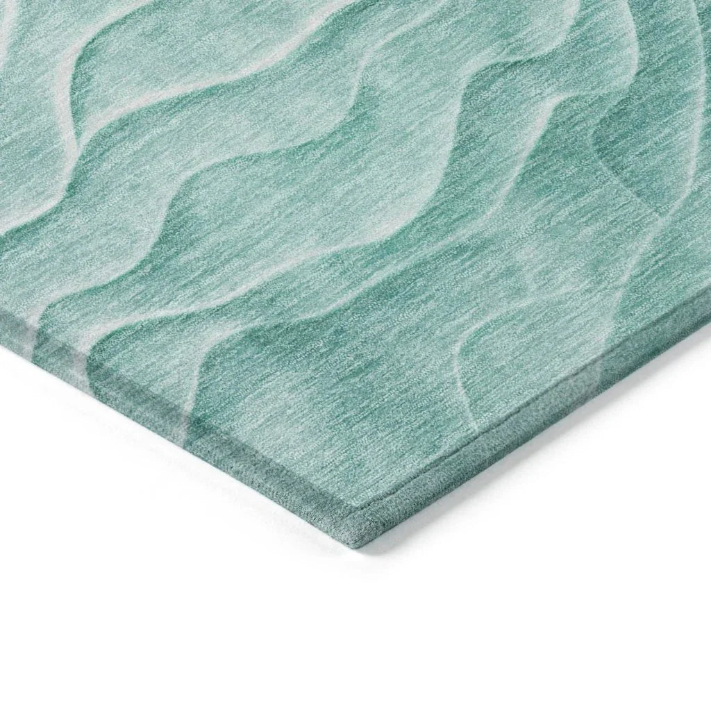 LOOMLAN Rugs Stratora Teal Washable Indoor-Outdoor Rug
