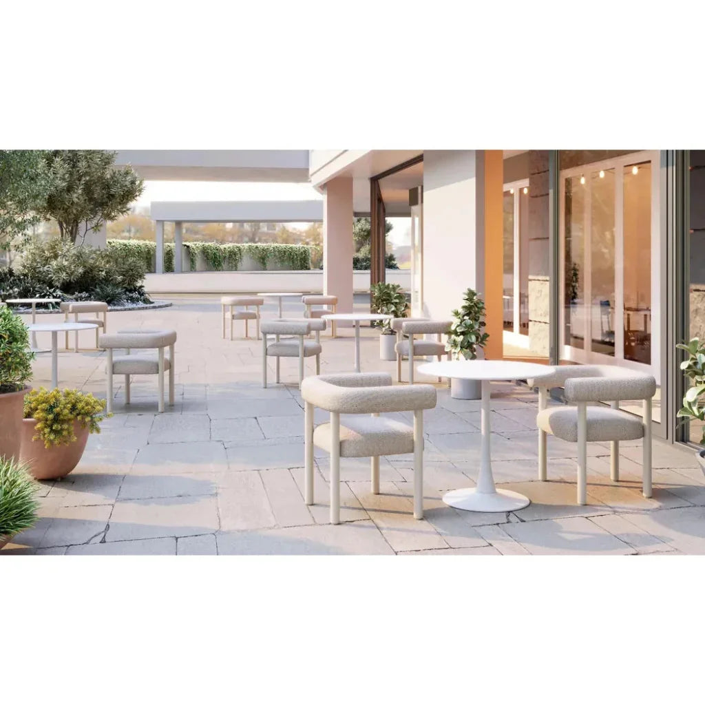Sunbath Aluminum White Dining Arm Chair 2PC - LOOMLAN - Zuo Modern - Outdoor Dining Chairs