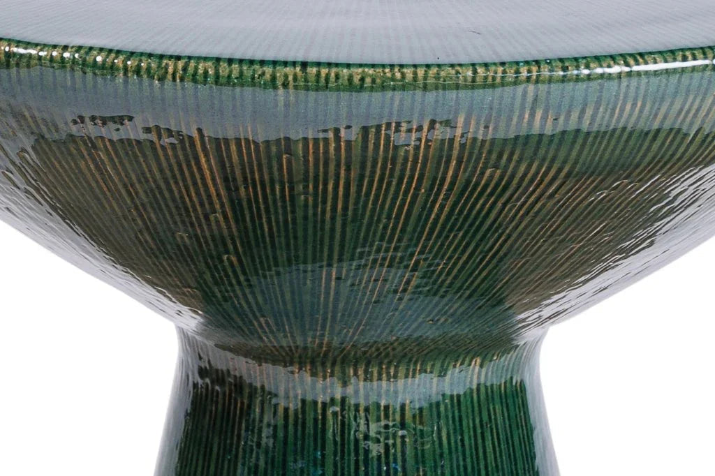 Sunburst Ceramic Round Patio Accent Table - LOOMLAN - Seasonal Living - Outdoor Side Tables