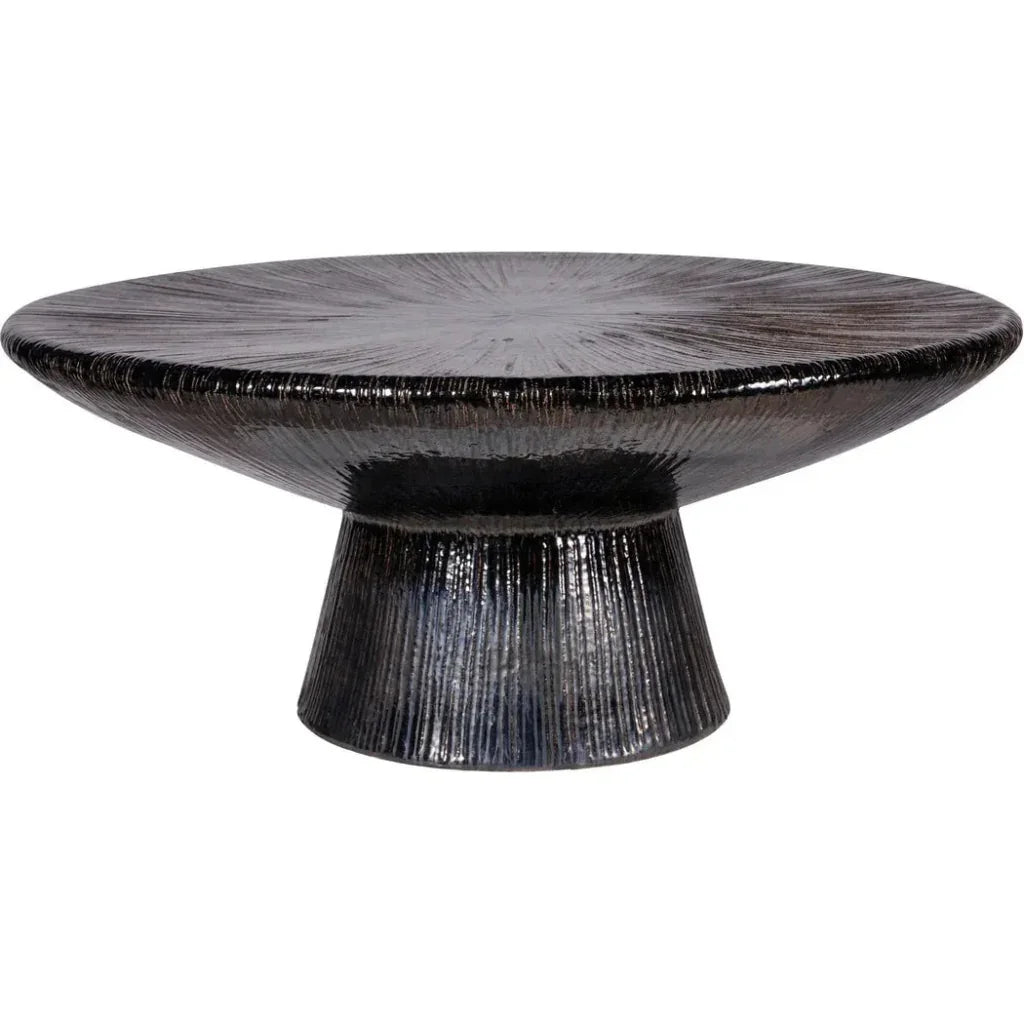 Seasonal Living Sunburst Black Ceramic Outdoor Coffee Table