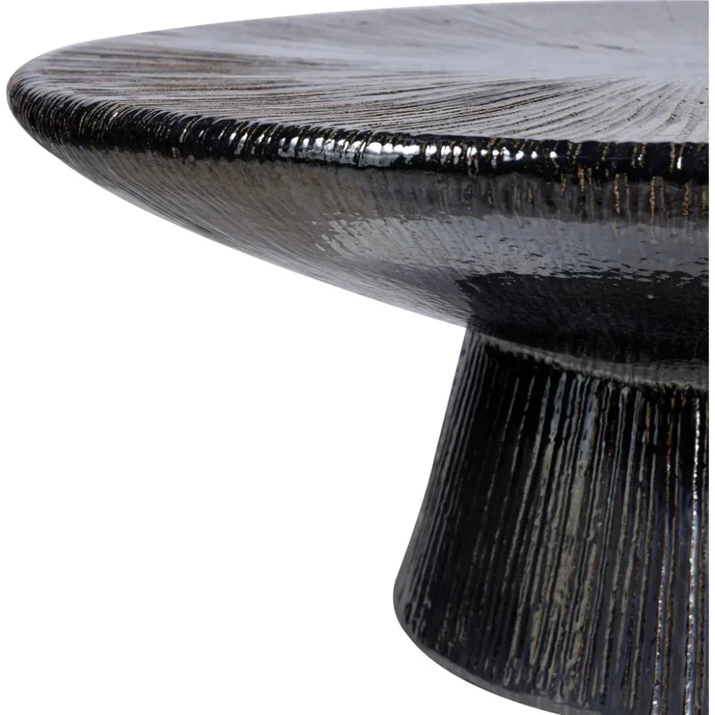 Seasonal Living Sunburst Black Ceramic Outdoor Coffee Table