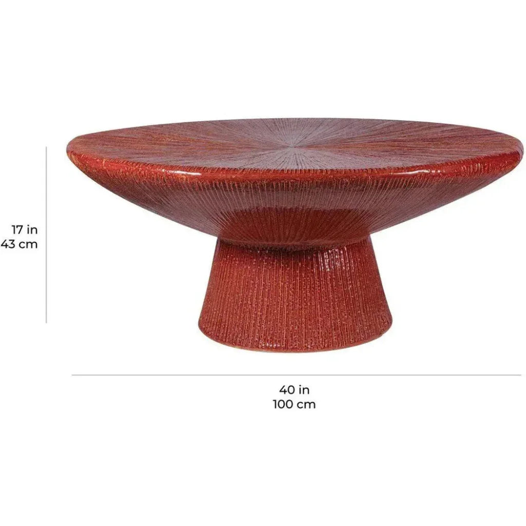 Seasonal Living Sunburst Black Ceramic Outdoor Coffee Table