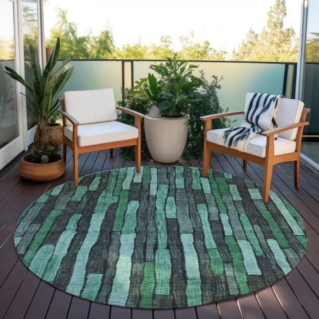 LOOMLAN Rugs Sundal Green Washable Indoor-Outdoor Rug