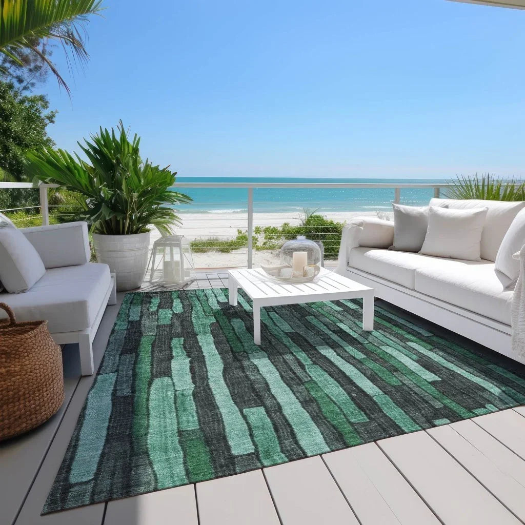 LOOMLAN Rugs Sundal Green Washable Indoor-Outdoor Rug