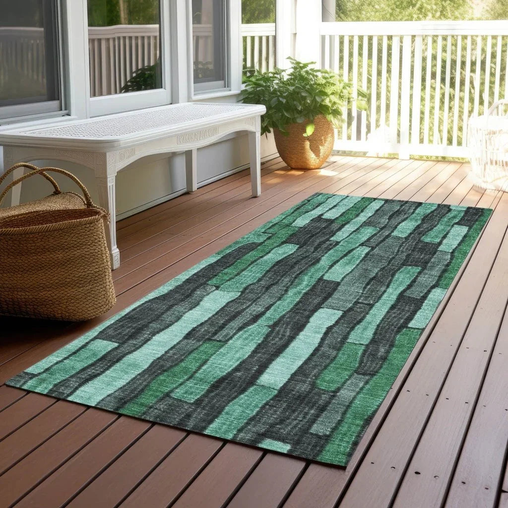 LOOMLAN Rugs Sundal Green Washable Indoor-Outdoor Rug