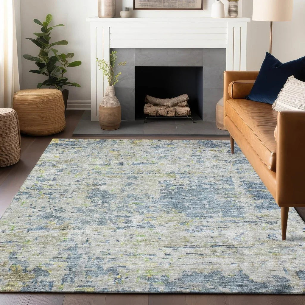 LOOMLAN Rugs Suri Blue Washable Indoor-Outdoor Rug