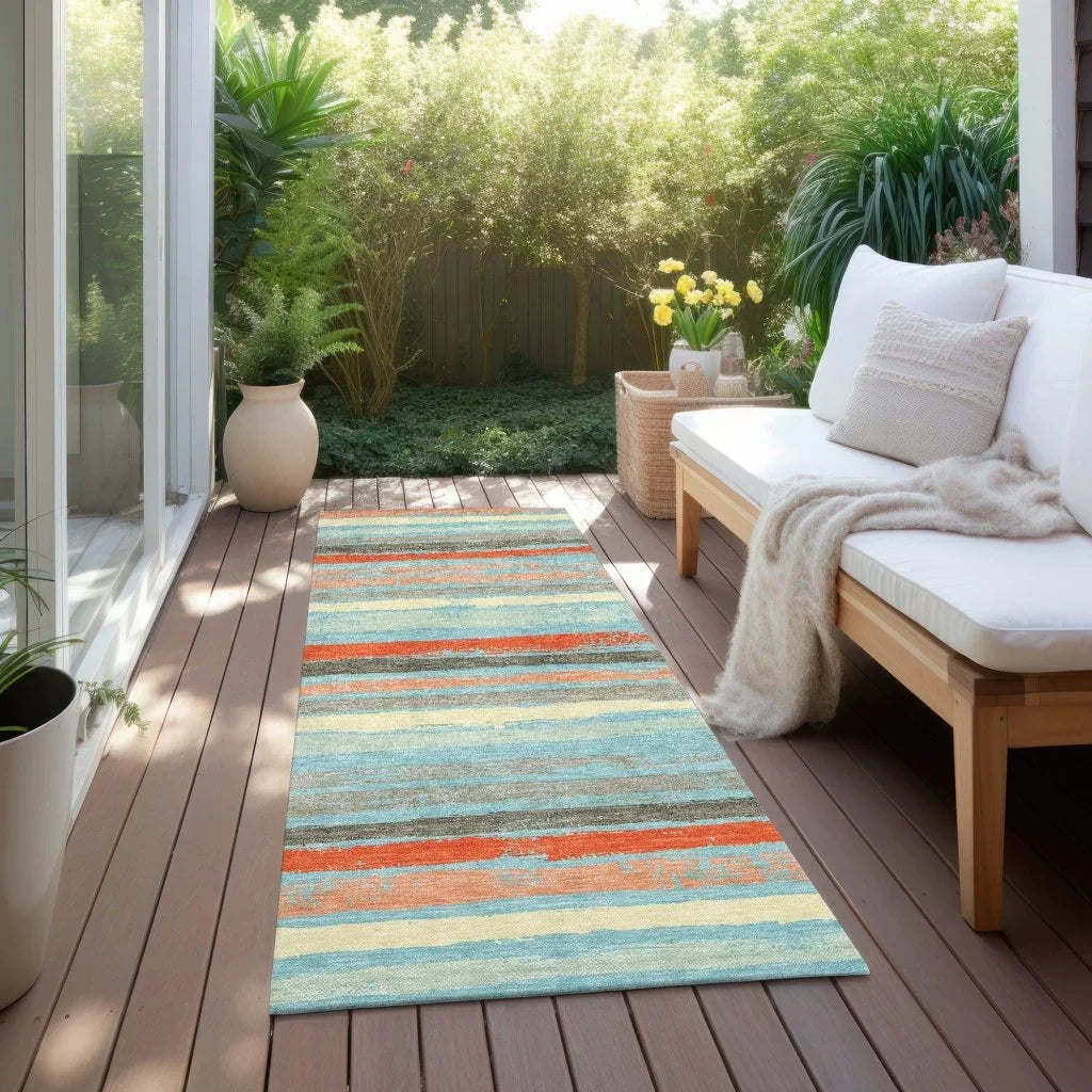 LOOMLAN Rugs Sylira Blue Washable Indoor-Outdoor Rug