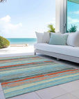 LOOMLAN Rugs Sylira Blue Washable Indoor-Outdoor Rug