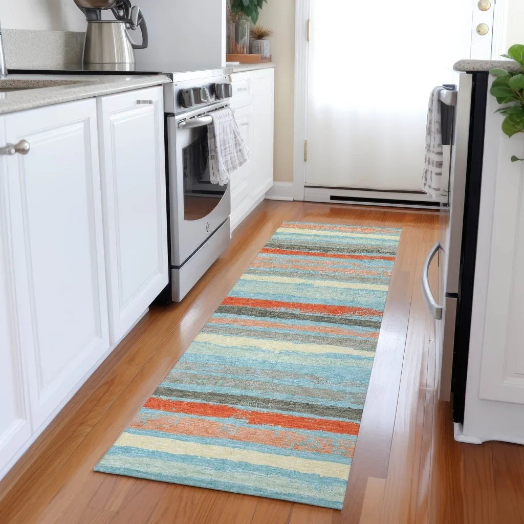 LOOMLAN Rugs Sylira Blue Washable Indoor-Outdoor Rug