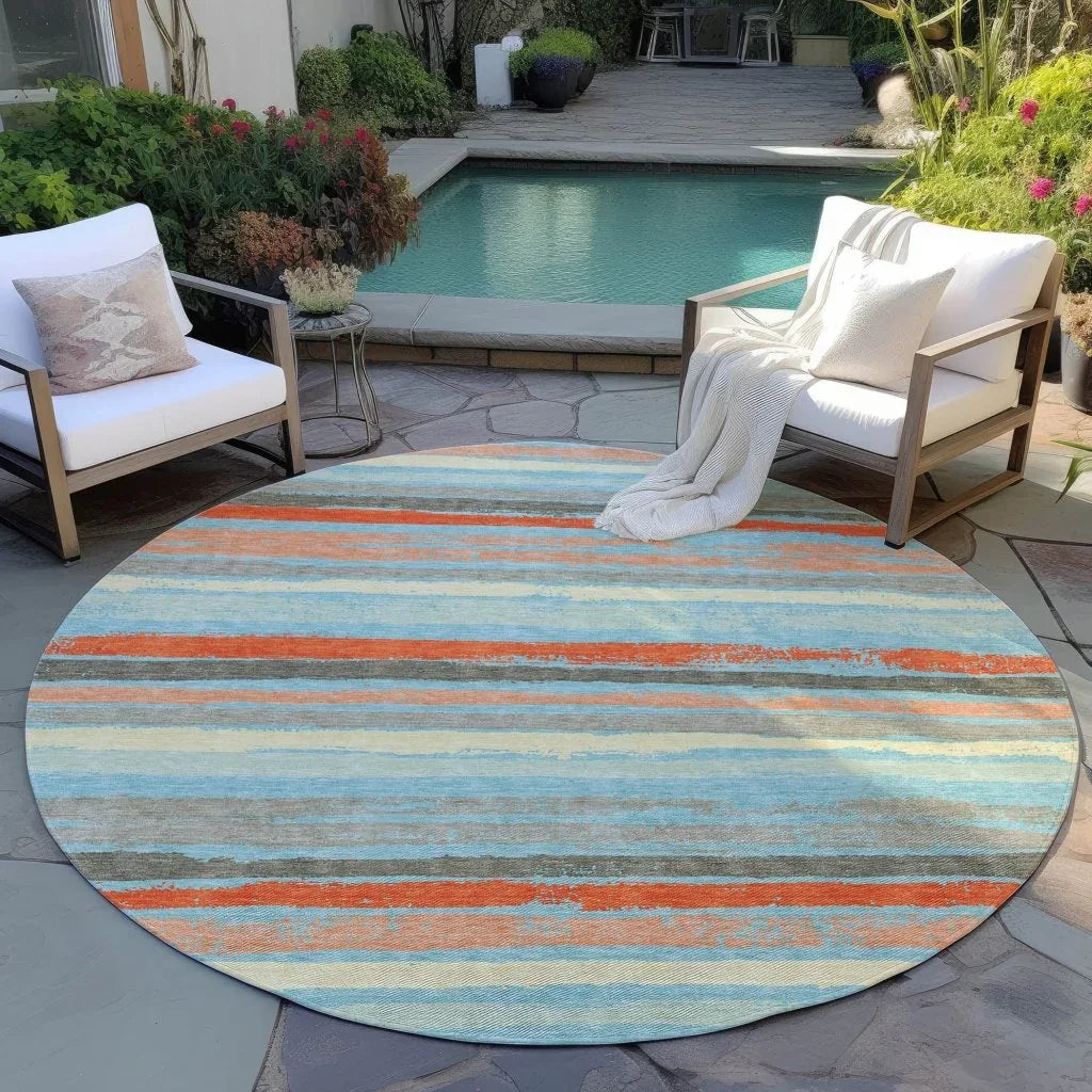 LOOMLAN Rugs Sylira Blue Washable Indoor-Outdoor Rug