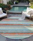 LOOMLAN Rugs Sylira Blue Washable Indoor-Outdoor Rug