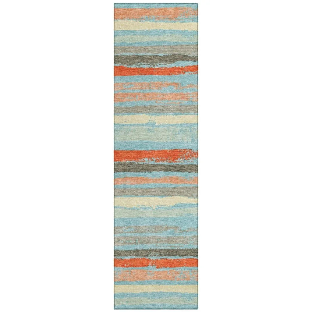 LOOMLAN Rugs Sylira Blue Washable Indoor-Outdoor Rug